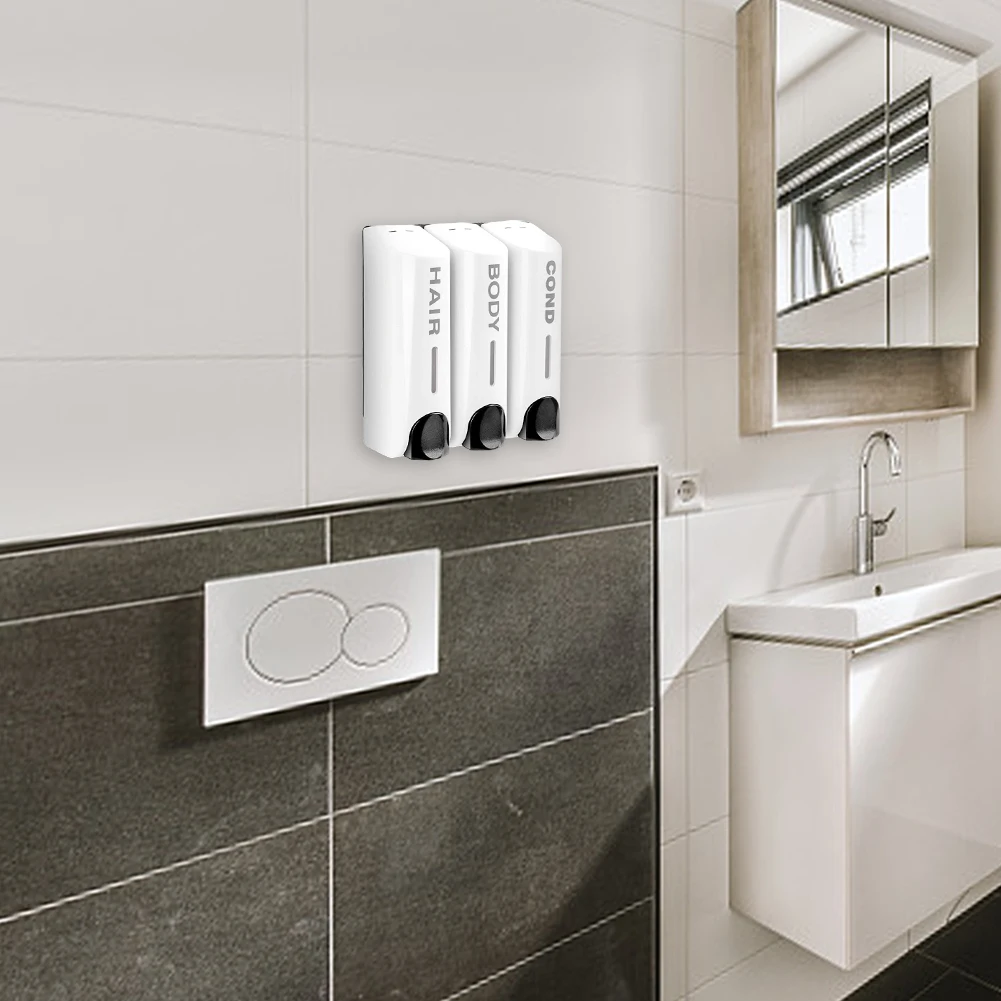 Triple 350ml Shower Bath Shampoo Dispenser Multi-Purpose Wall-Mount Large Capacity for Bathroom Accessories