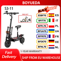 BOYUEDA S3-11 Electric Scooter, 120km Range, 85km/h Max Speed, 2*3000W Motor, 60V 38AH Battery,11-inch Tire, LCD Display