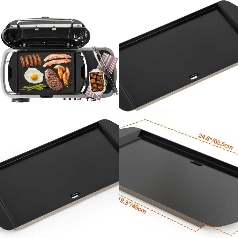 

Weber Traveler Portable Gas Grill Full-Size Black Ceramic Coated Griddle for Outdoor BBQ Cooking