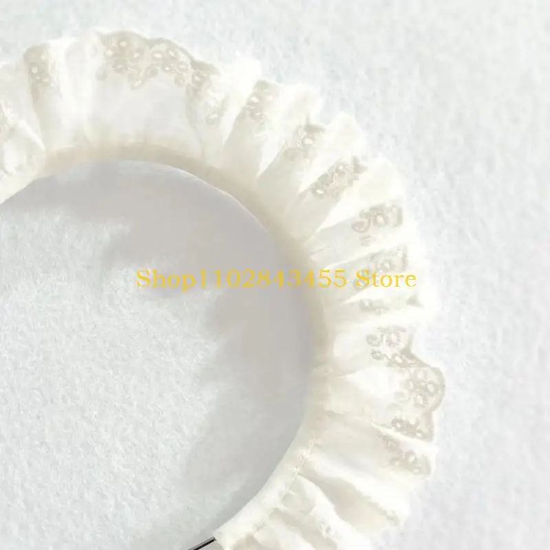 

49MC элегантный плиссированный кружевной обруч для волос с ажурным узором, милый держатель для волос для мытья лица, косплей для