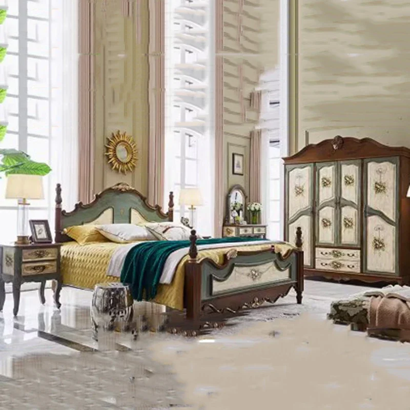 

Wooden Master Bedroom Set Nature Style Floor Sleeping Bedroom Set Modular Double Leather Letti E Mobili Nordic Furniture