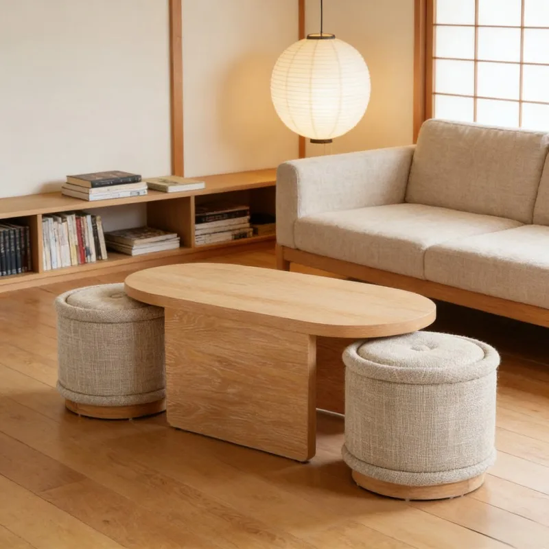 

Solid wood multi-functional coffee table, stool, coffee table, hotel lobby combination