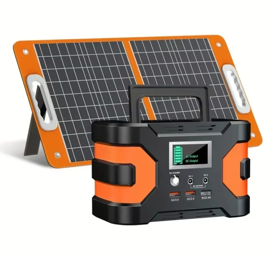 150W Portable Power Station 60W Solar Panel, 2 X 150W AC Outlets, 166Wh/45000mAh Backup Power Emergency Power Supply