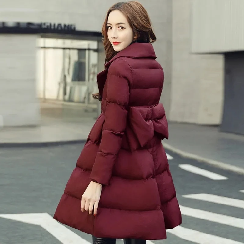 Women Cotton-Padded Jacket Overcoat 2025 New Autumn Winter Fashion Long Loose Suit Collar Thicke Warm Parker Coat Bread Clothing