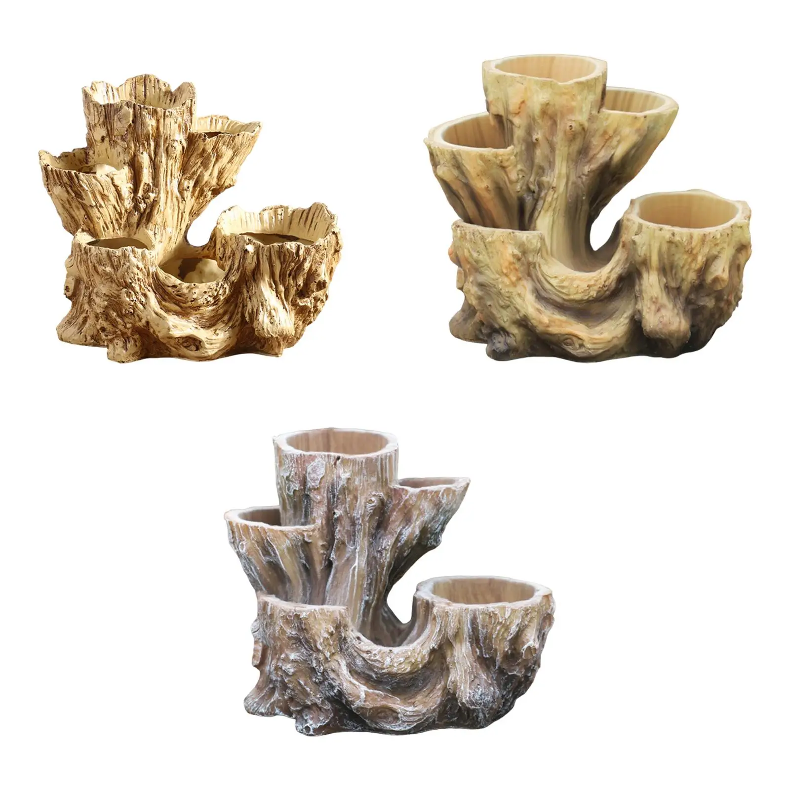 Tree Stump Flowerpot Statue Indoor Plants Flowerpot for Garden Kitchen