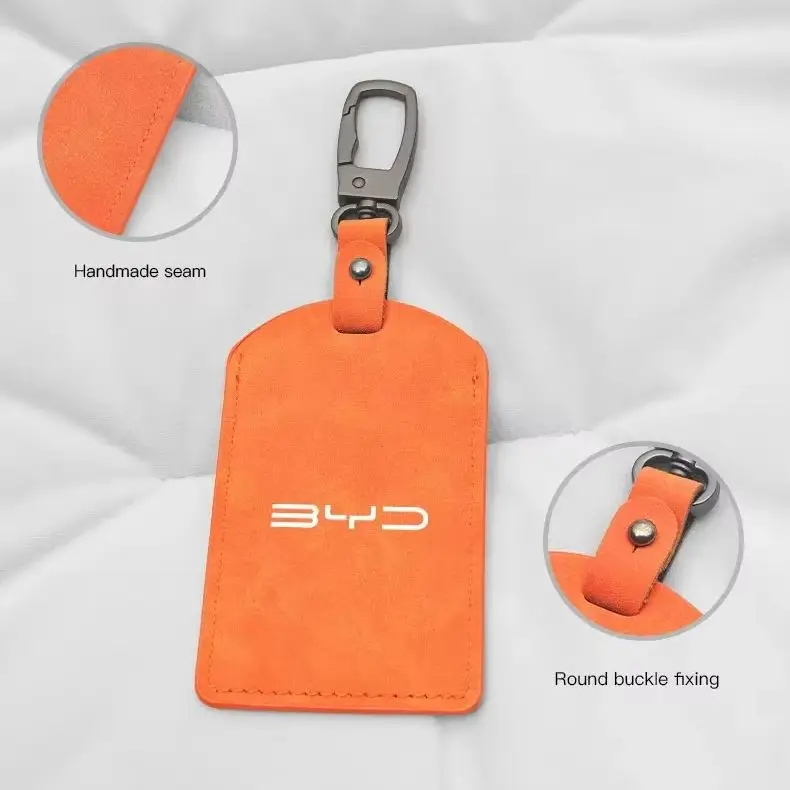 Flip‑Design Suede NFC Key Card Case For BYD Atto3 Seal Han Tang Dolphin Song Yuan BYD Logo Smart Induction Card Protector Car Pa