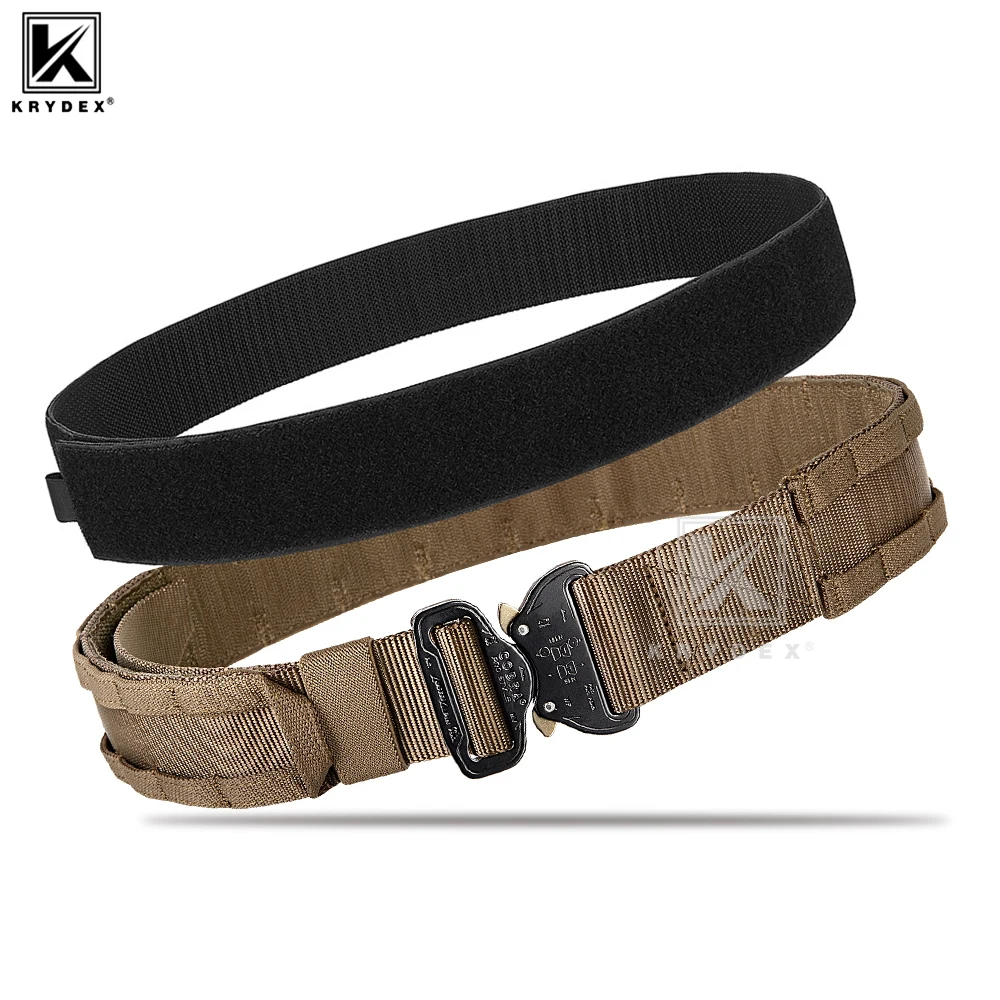 

KRYDEX Tactical Battle Belt Molle Rigger Cobra Buckle Gun Heavy Duty 2"&1.75" Range Belt for Men Outdoor Shooting