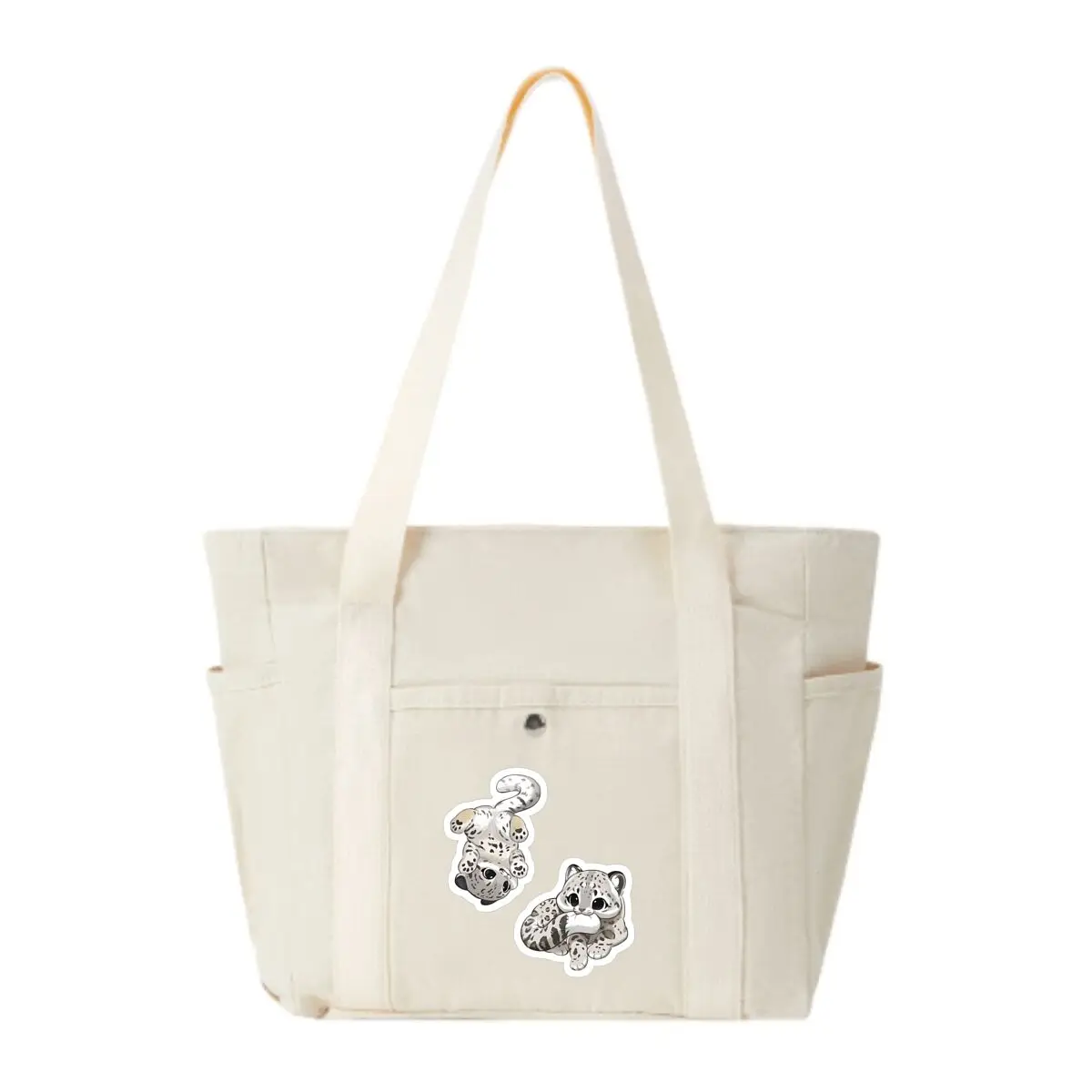 Playful snow leopards Graphic Stylish Multi-Pocket Shoulder Bag for Shopping & Daily Use