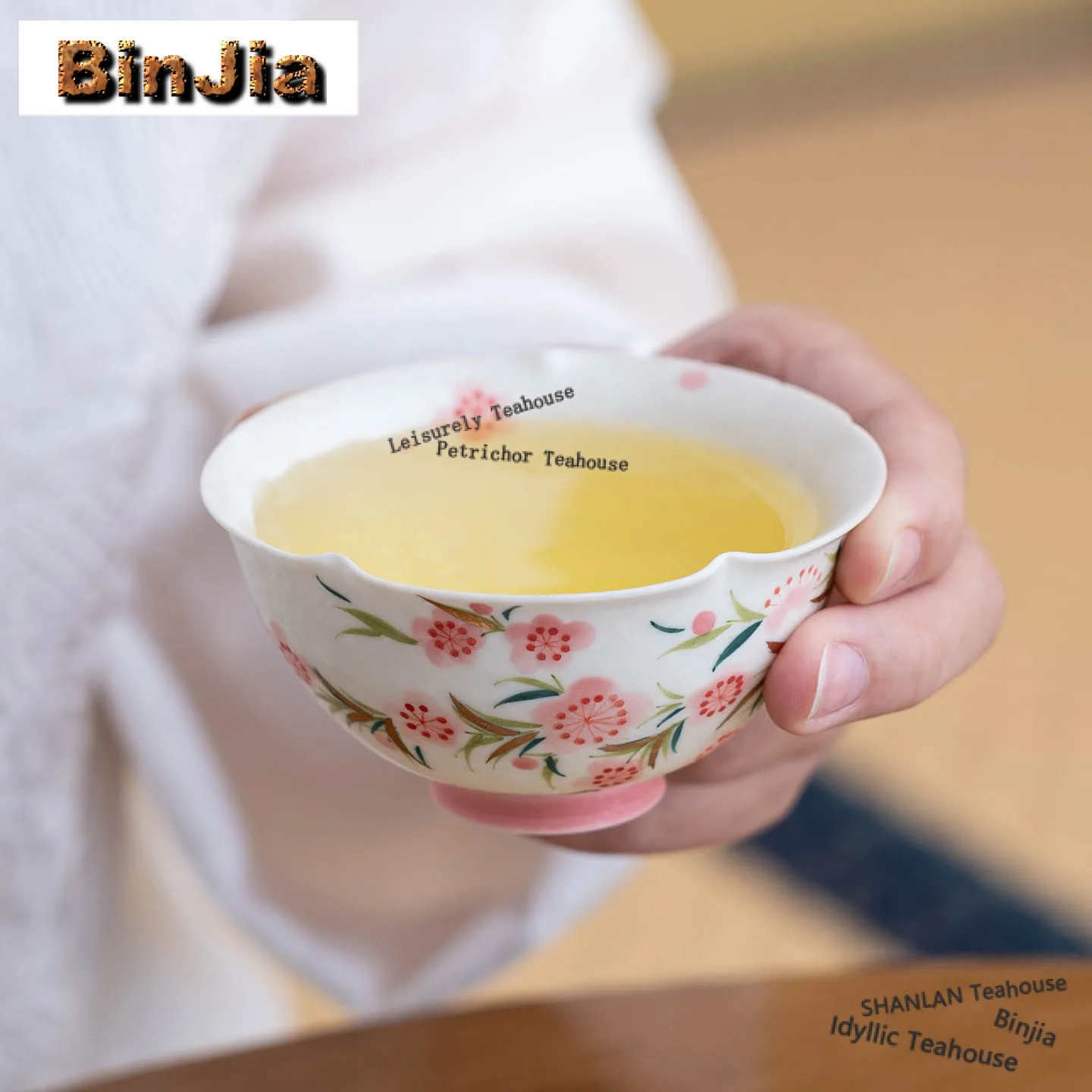 

100ml Hand-painted Peach Blossom Teacup Zen Tea Bowl Cup For Tea Tea-tasting Fragrance Cup Chazhan Master Cups Tea Items Gift