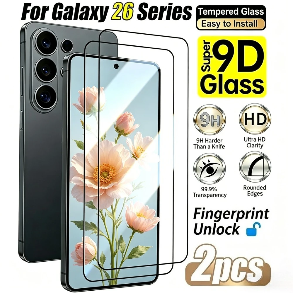 

2Pcs Full Coverage Screen Protector for Samsung Galaxy S26 S25 S24 Ultra S23 S22 S21 S20 Plus S25 S24 FE Anti-Scratch Glass Film