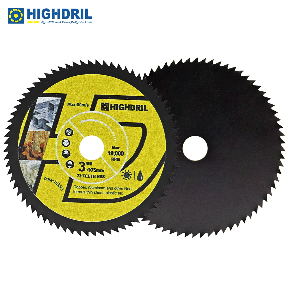 HIGHDRIL HSS Circular Saw Blade Mini Diamond Cutting Disc 50/75/85mm For Soft Metal Copper Aluminium Wood Plastic Angle Grinder