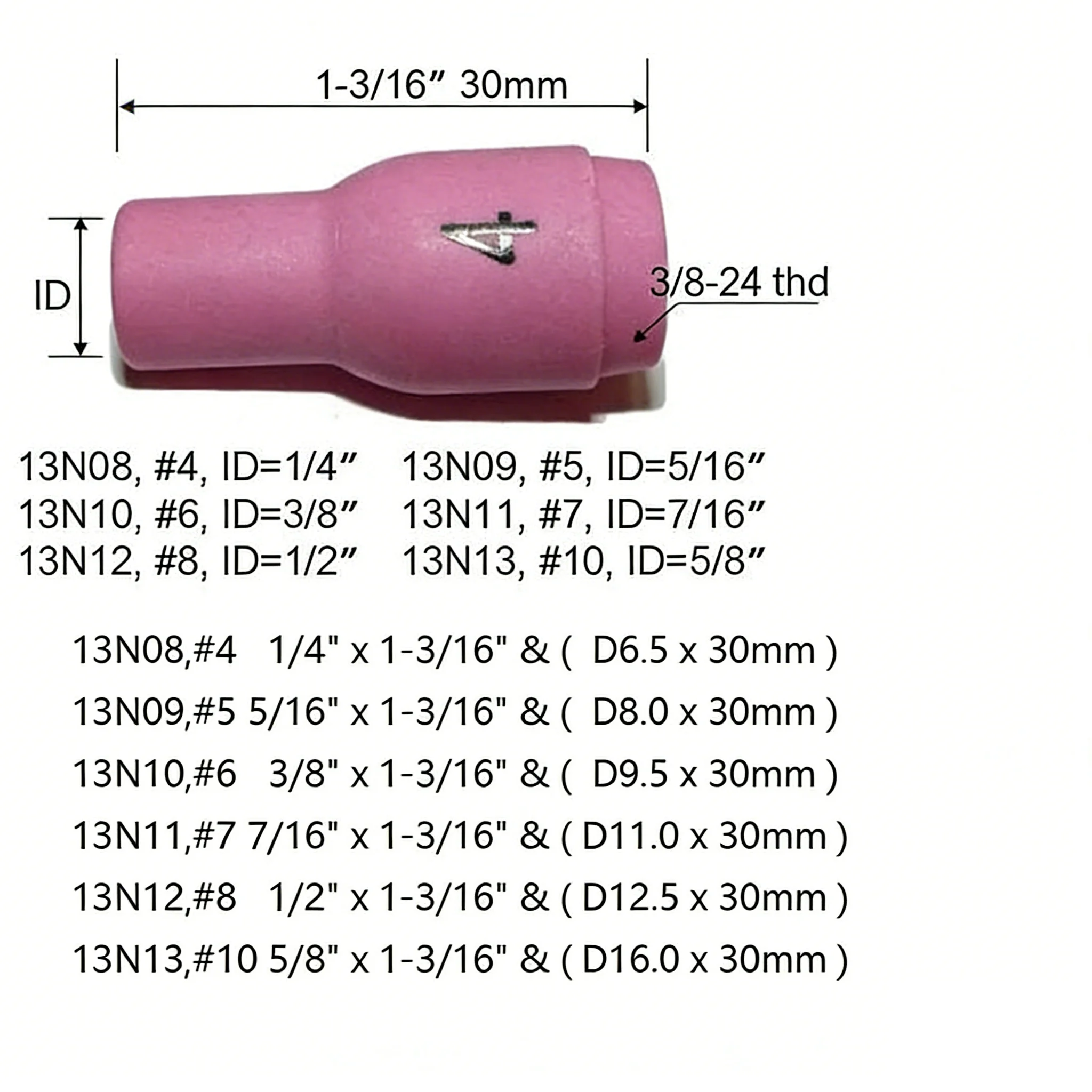 TIG KIT Back Cap Collet Body  Alumina Nozzles Consumables Accessories Fit TIG Welding Torch SR WP 9 20 25, 29PK