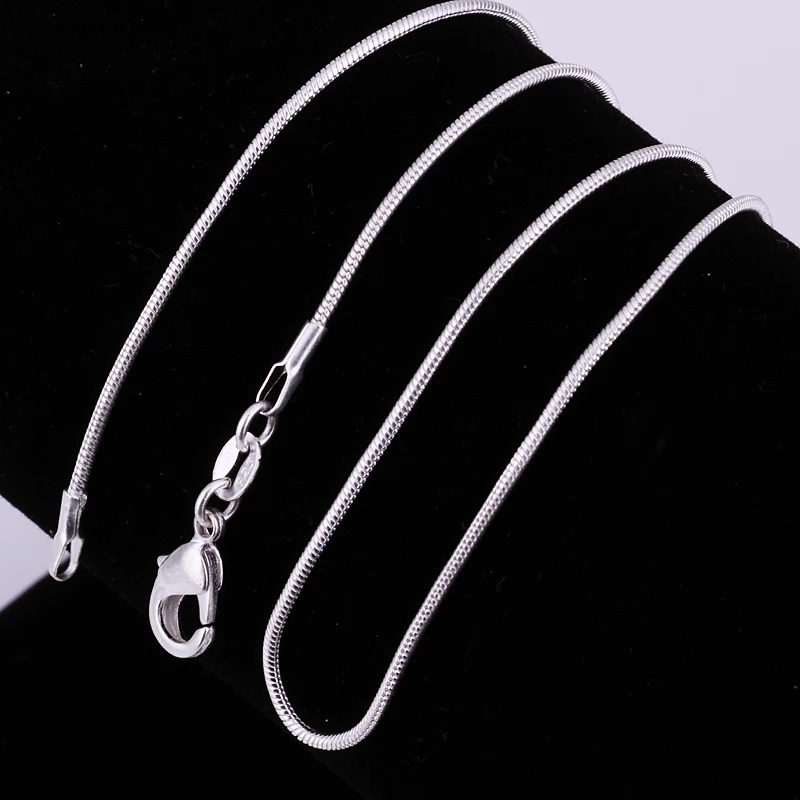 5/ 10PCS 40-75CM 925 silver color 1MM snake chain necklace jewelry For man women wedding Charms wedding for pendant