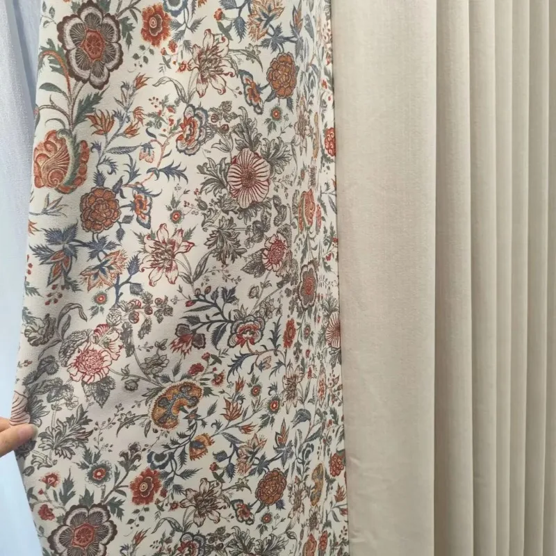 Cream Jacquard Thickened Chenille Panel Blackout Curtains for Living Room Bedroom French Window Customized Finished Partition