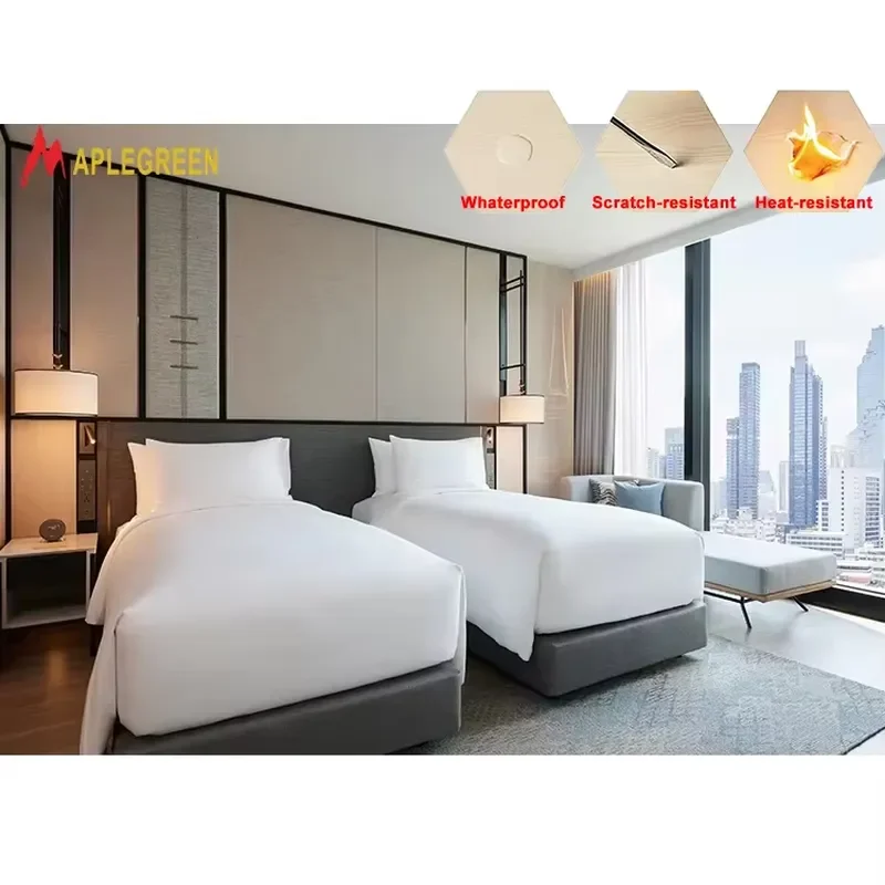 Modern Presidential Suite Furniture for 5 Star Resorts Wood Bedroom Collection with Marble Dining Table