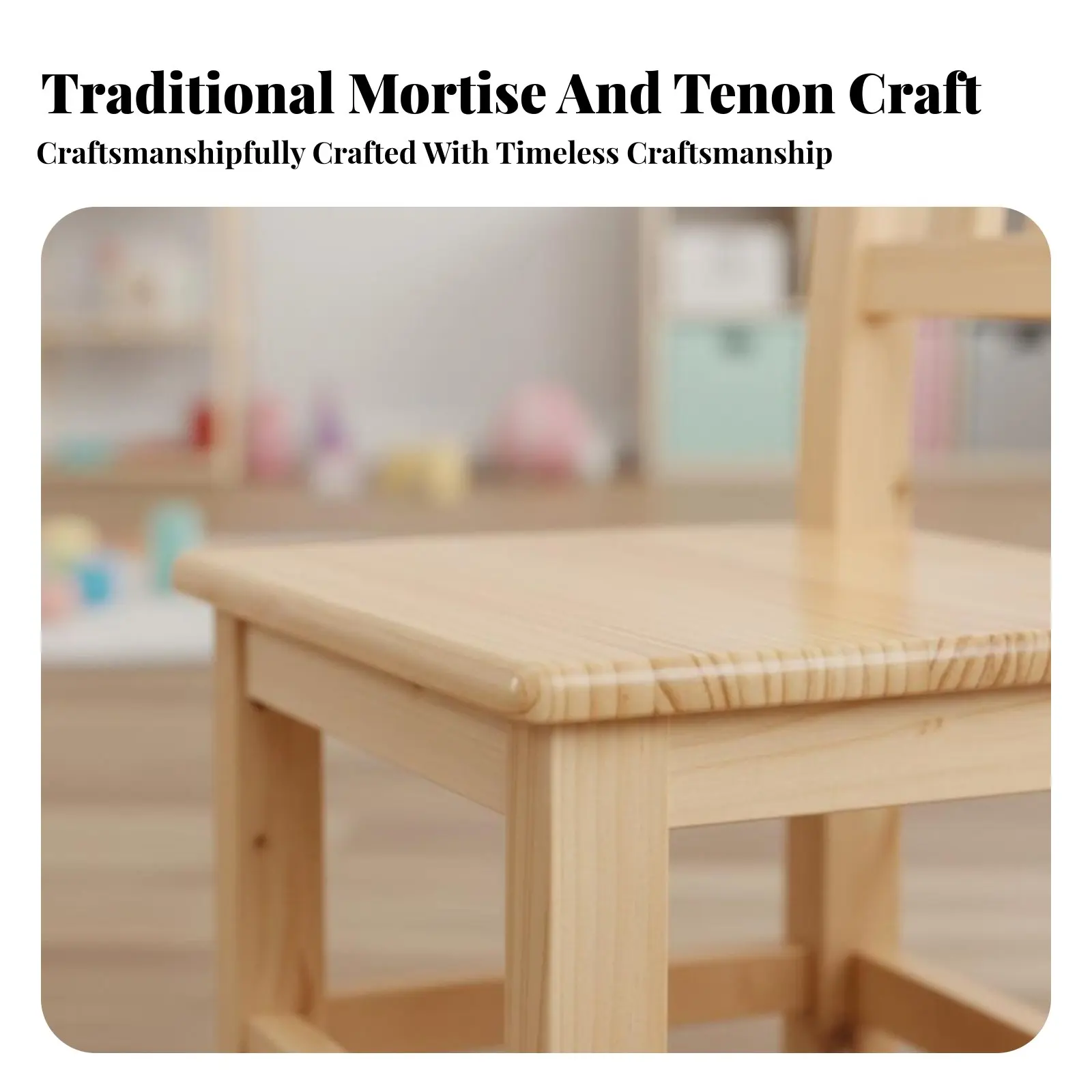 背もたれ付き木製スツール-硬質木材構造-小さな椅子-子供に安全なデザイン-多目的に使える-親向け、リビングルーム用