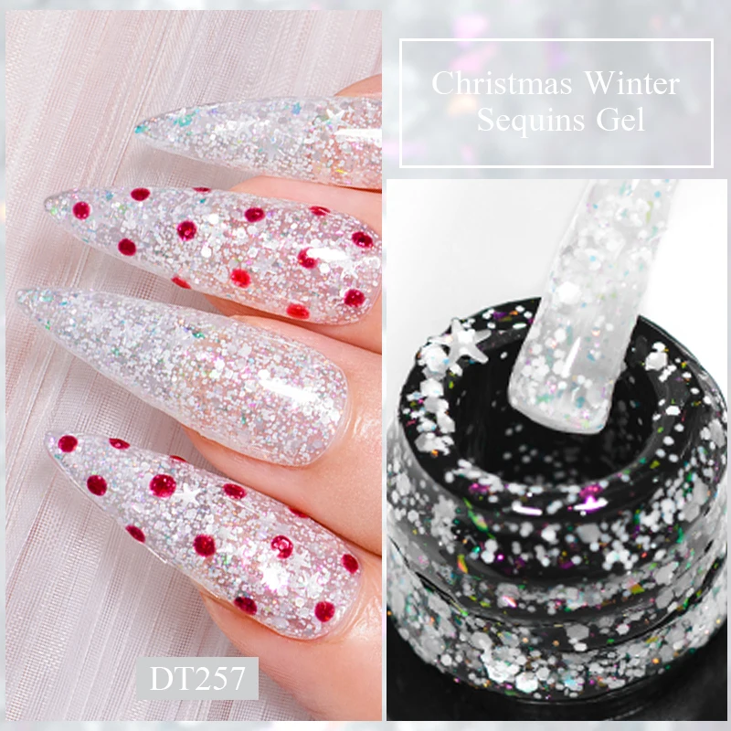 7Ml Kerst Glitter Gel Nagellak Glanzende Pailletten Winterkleur Semi-Permanant Weken Van Uv Led Gel Manicure Nail Art Lak