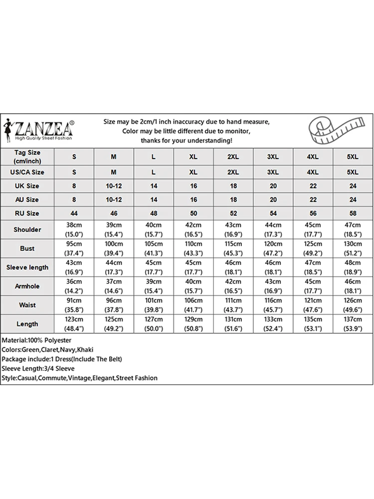 ZANZEA Stylish Women Dresses 2025 Autumn Solid Dress Casual 3/4 Sleeve Buttons Up Vestido Elegant Office Work Midi Sundress Robe