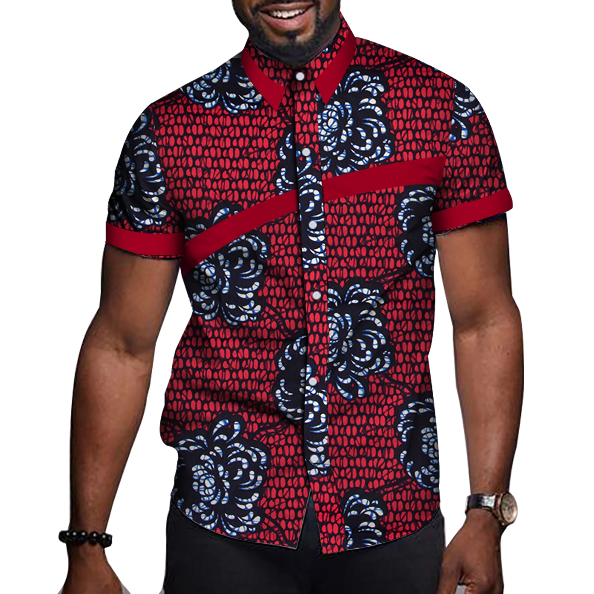 Roupas africanas masculinas com estampa Bazin Riche, tops de festa casual, camisetas de manga curta, camisa dashiki, roupas de ankara, verão, WYN714