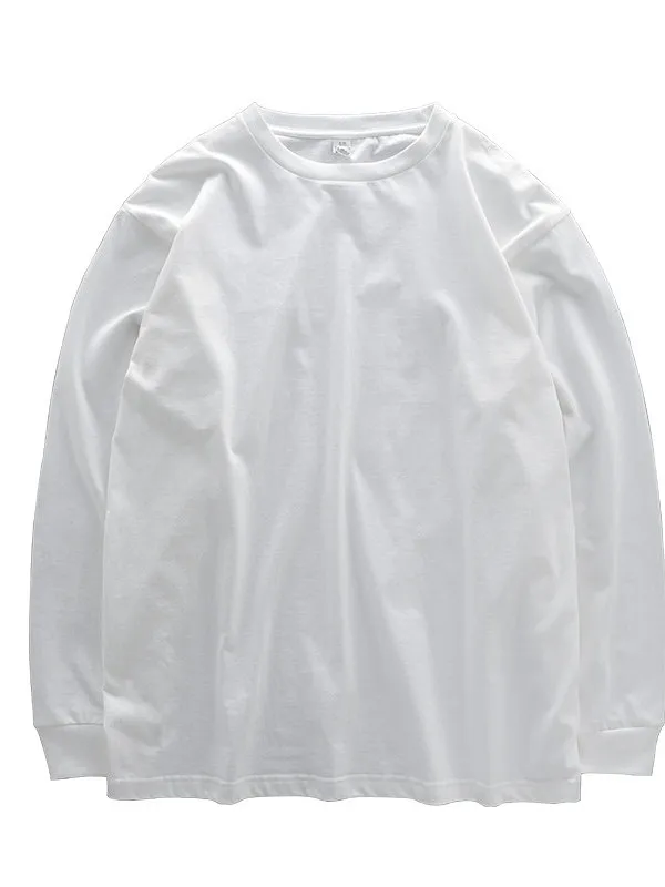 Solto longo sve redondo ne base irt masculino primavera outono camiseta confortável interior usar simples camisola coreano sle