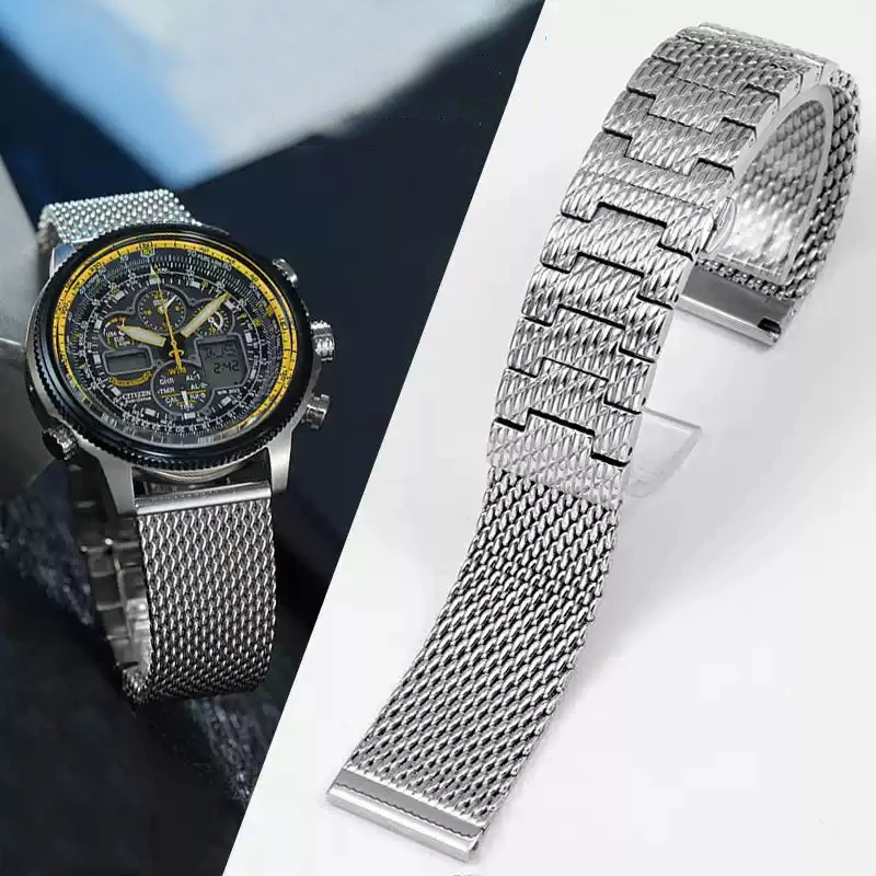 

Для Citizen JY8078 JY8037 JY8031 ремешок для часов мужской роскошный ремешок для часов 22 мм 23 мм миланская сетка браслет из нержавеющей стали