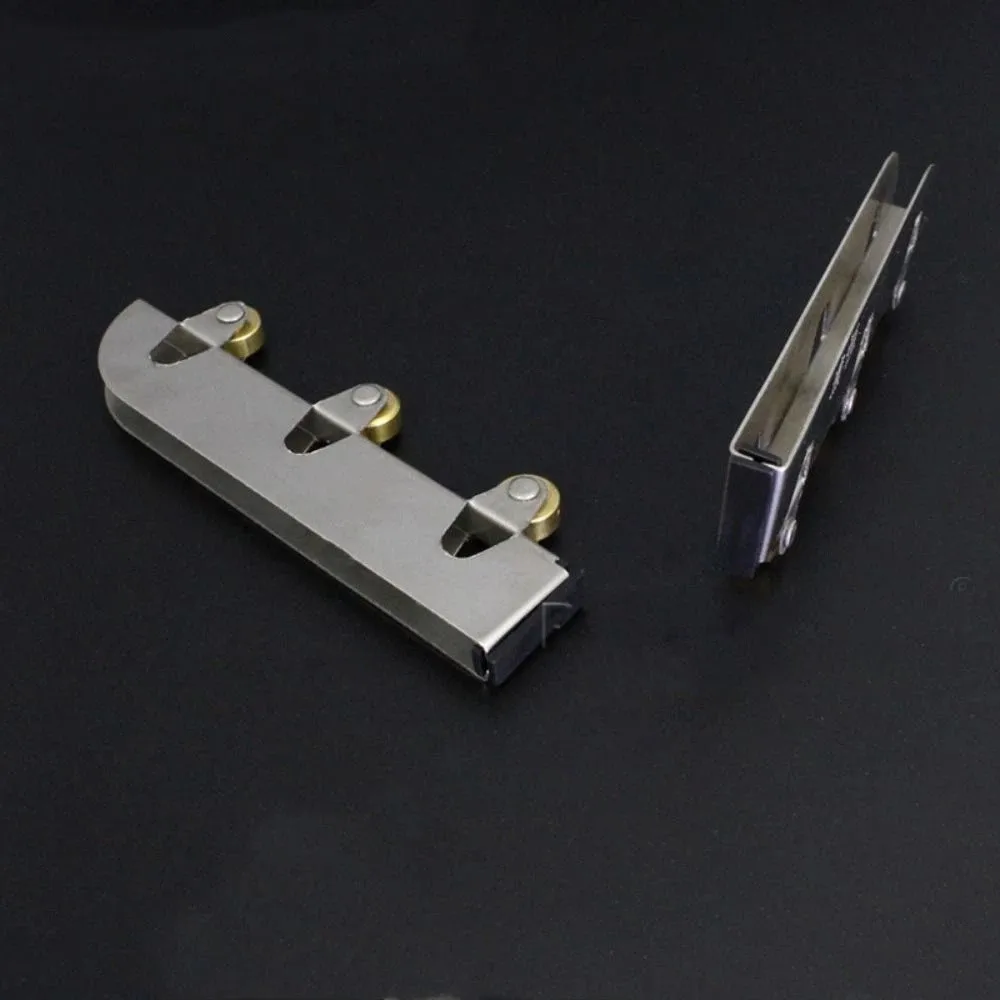 4 قطعة/المجموعة الفولاذ المقاوم للصدأ بكرة الأسطوانة مقاومة للاهتراء الحاملة المسار عجلة 3 عجلات النحاس السلس باب زجاجي بكرة