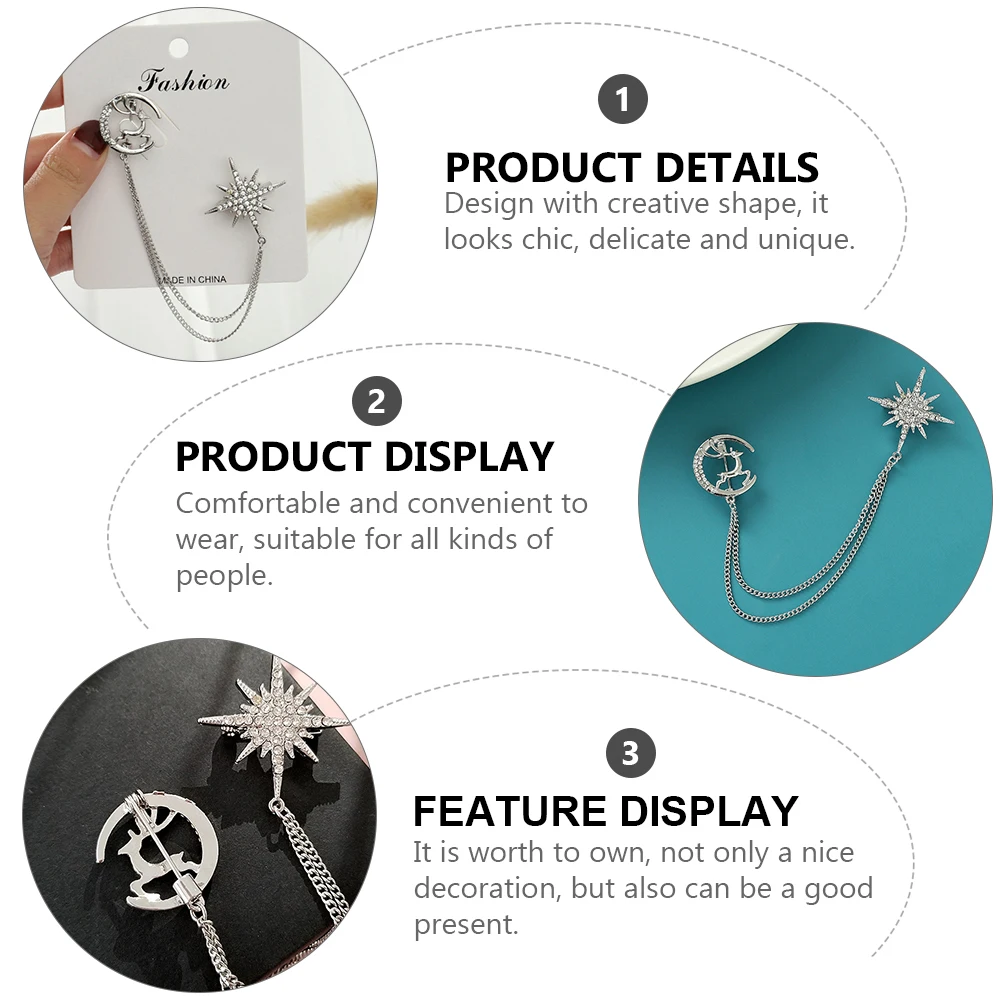 Stylish 8 Pointed Star Brooch Creative Shape Lapel Pin Fashion Alloy Material Clothing Accessory Elegant Decorative Present Idea