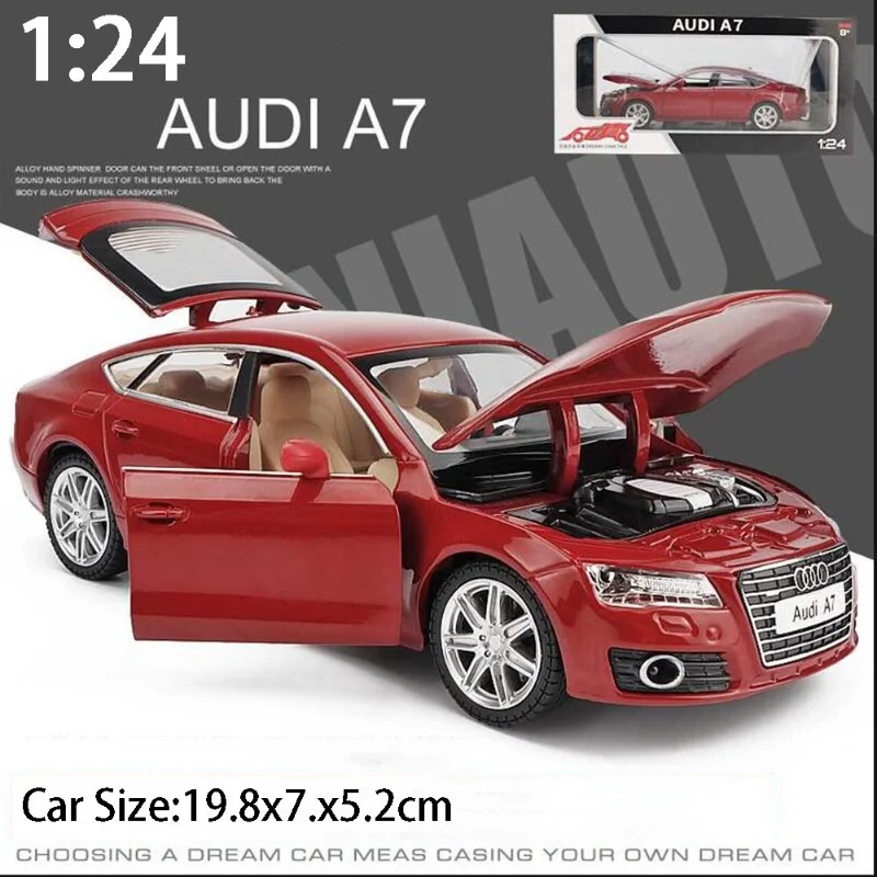 1:24 AUDI A7 modello in lega pressofuso in metallo veicoli giocattolo collezione di modelli di auto suono tirare indietro luce alta simulazione giocattolo per bambini F249