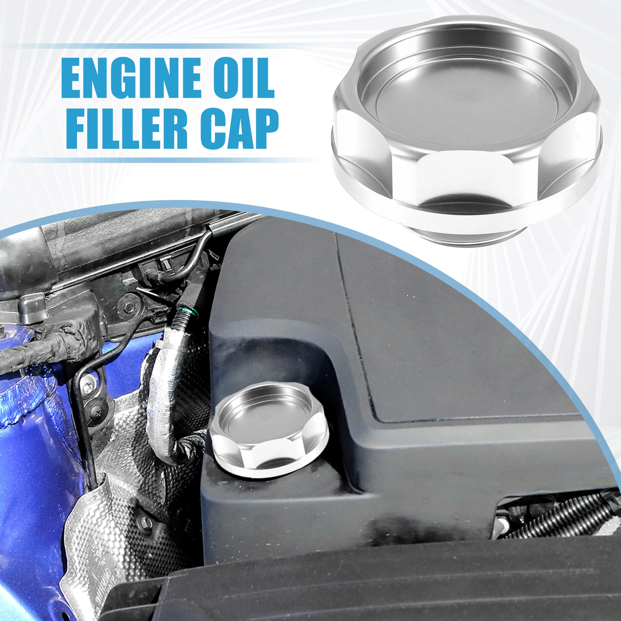 UXCELL Car Oil Filler Cap Engine Modified Tank Cover for Honda Engine Silver Tone