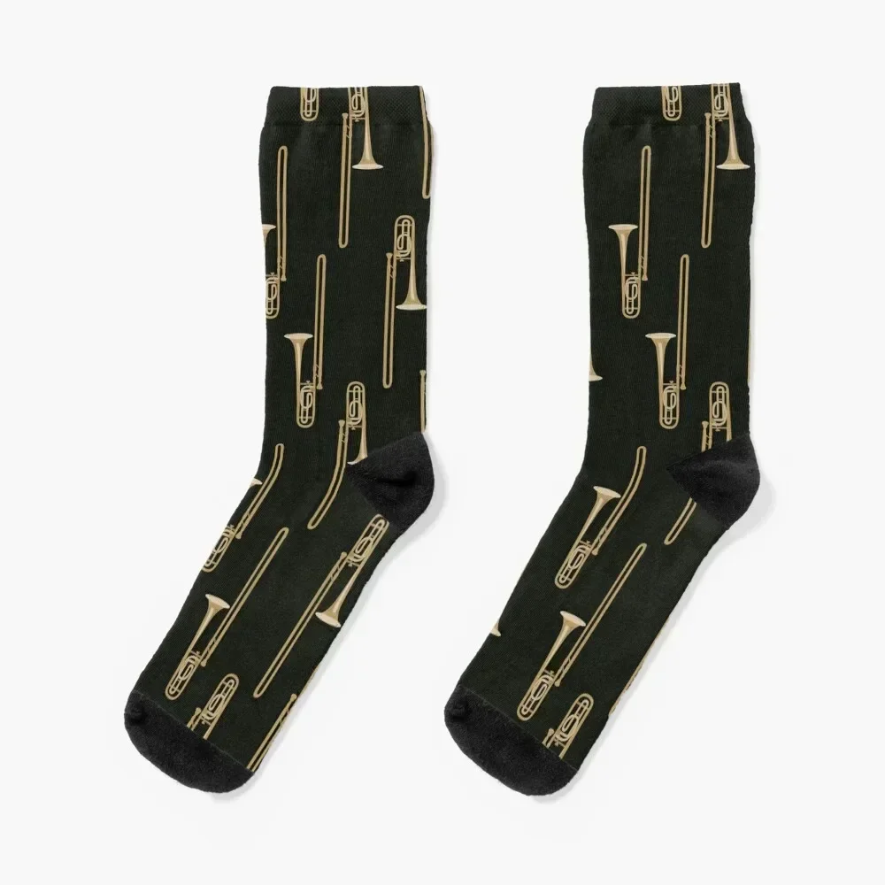 Trombone on black upright Socks ankle set with print Socks For Man Women's
