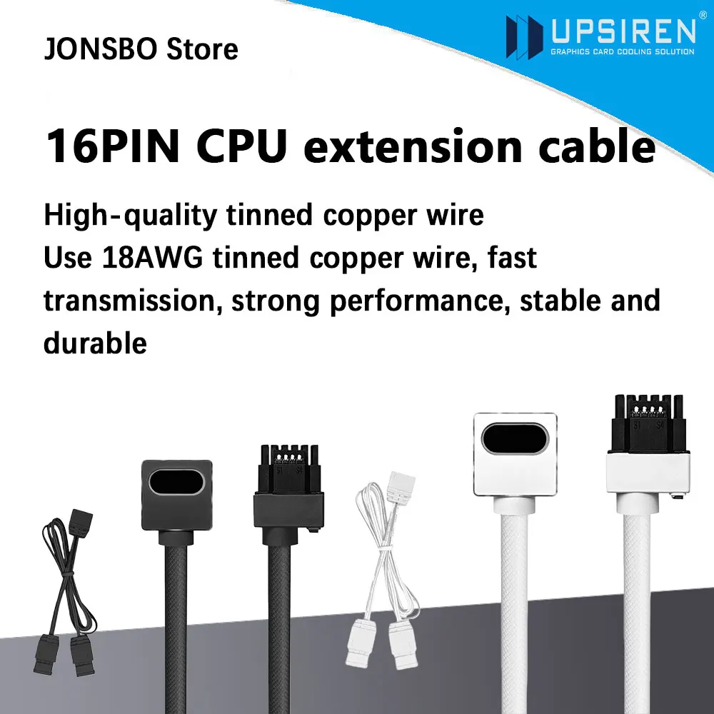 

UPSIREN 16PIN GPU extension cable 12VHPWR with 5V 3PinARGB 18AWG 90° Right-Angle Male to Male Design 5090/3070 is Not Applicable
