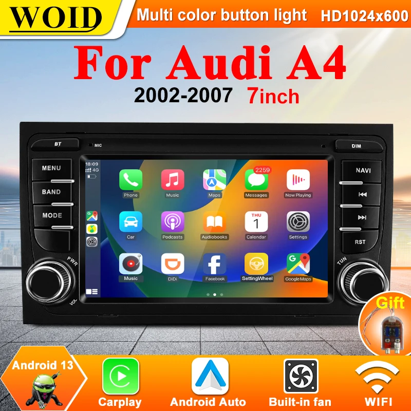 Автомобильный мультимедийный плеер WOID Android 13 для Audi A4 B6 B7 S4 RS4 2002-2007 с 7-дюймовым экраном Видеоплеер высоког... Автомобильный мультимедийный плеер WOID Android 13 для Audi A4 B6 B7 S4 RS4 2002-2007 с 7-дюймовым экраном Видеоплеер высоког...