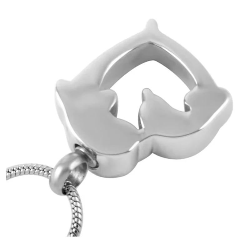 Elegante collana con urna crematoria Collana con medaglione a cuore con delfino per ceneri Collana con urna Contenitore per per