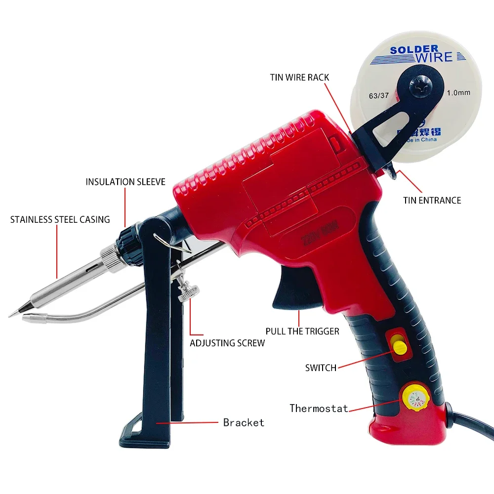 Imagem -06 - Ferro de Solda Eléctrico Aquecimento Manual Pistola de Estanho Aquecimento Rápido para Soldadura Ferramentas de Reparação de Mão Aquecimento Interno Eu220v Us110v