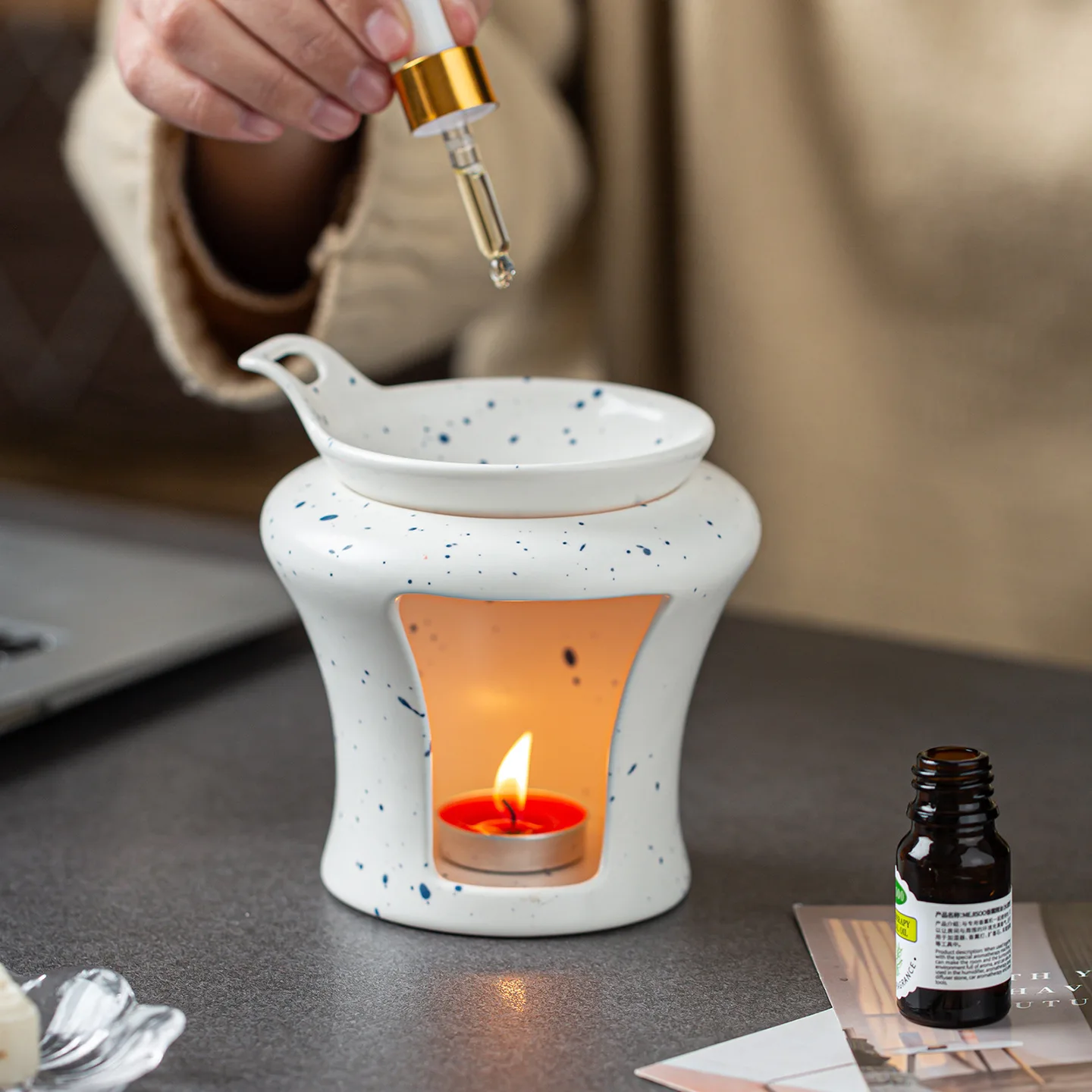 Ceramic Aromatherapy Stove Can Dry Burn Fragrant Powder, Coffee Grounds, Aromatherapy Lamp, Essential Oil Heater Incense Burners
