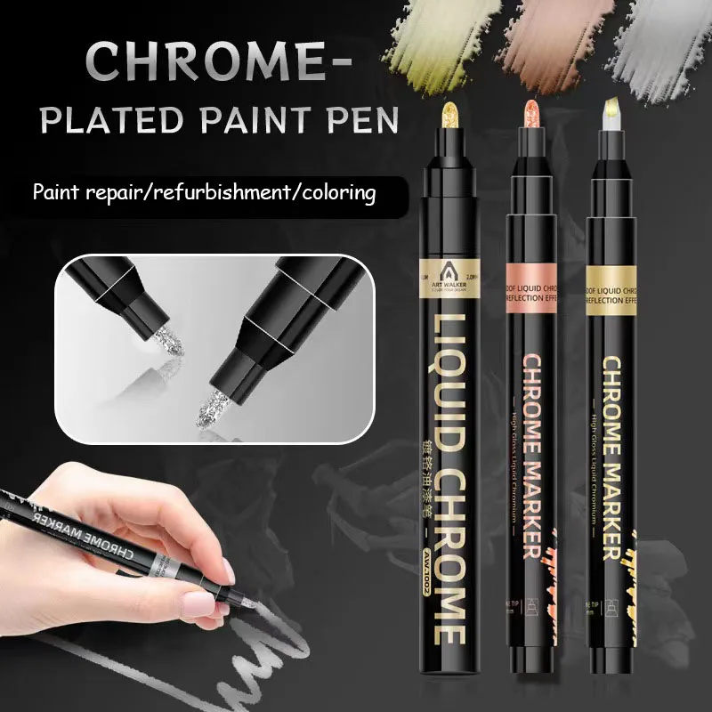 

Chrome Marker Pen 0.7/1/2mm DIY Reflective Paint Pen Color Markers Gold Silver Copper Marker Car Paint Repair Pen Art Painting