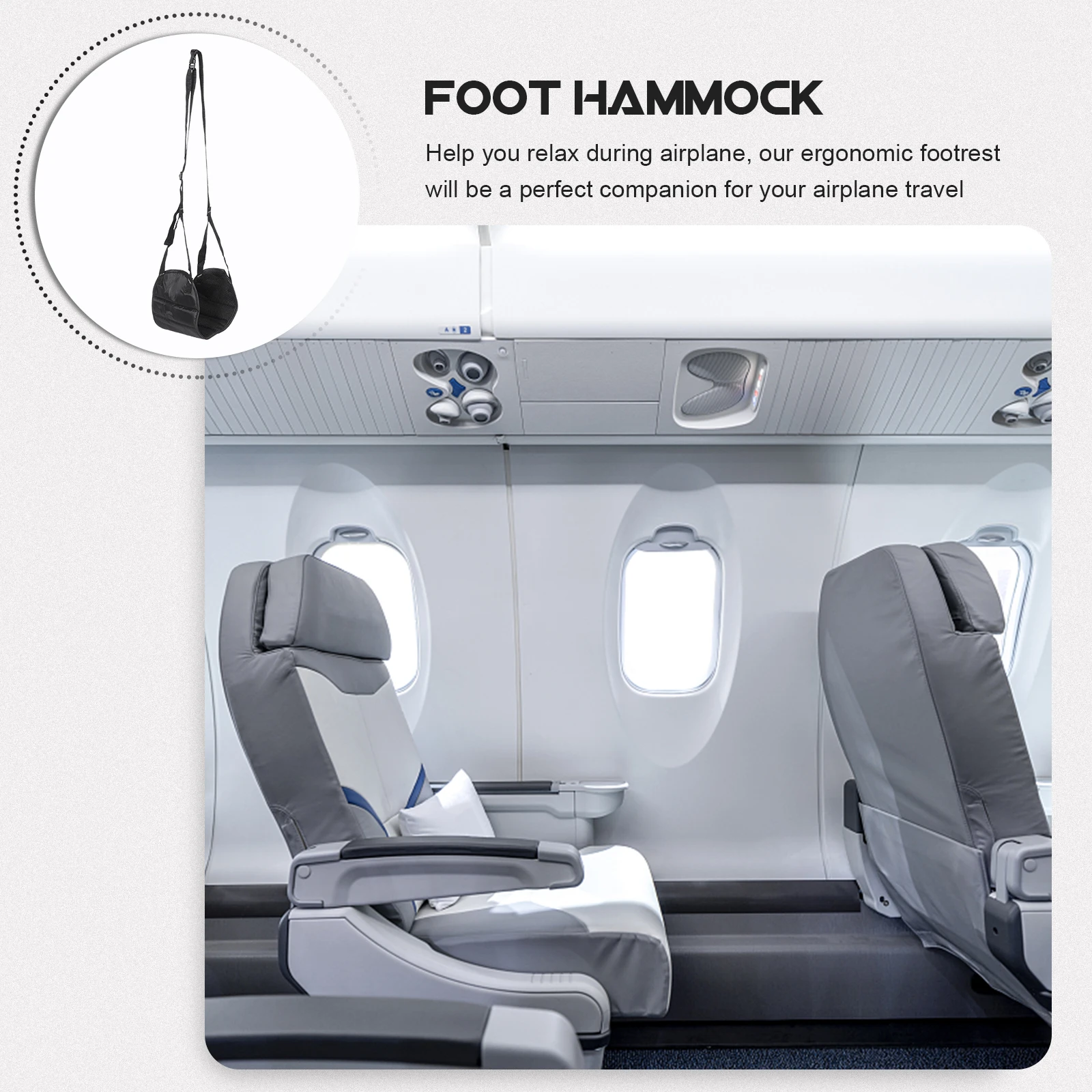 

Adjustable Foot Hammock Airplane Travel Sling High Speed Rail Rest Black Plane Ergonomic Footrest Outdoor Use Comfort Anti