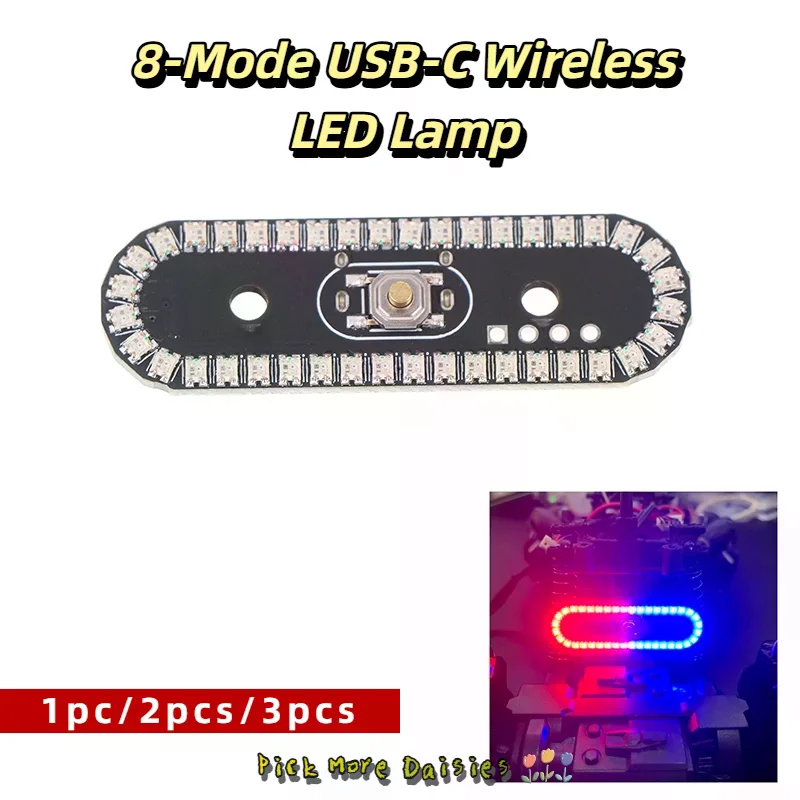 

USB-C Беспроводные светодиодные дыхательные фонари для дрона, 8 режимов с цветными задними фонарями, мигающий градиент, вращающийся для дрона