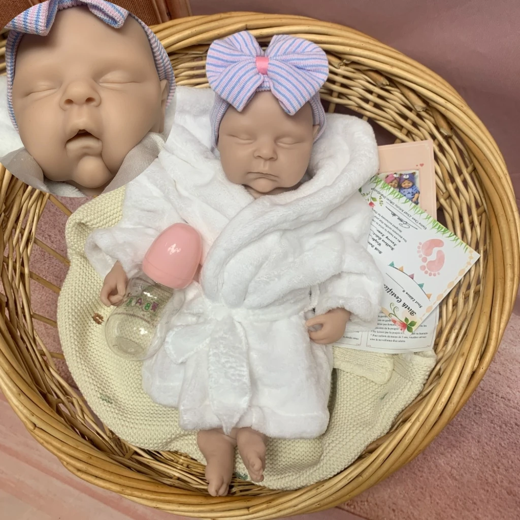 

Aizwa1 Can Open Mouth Peaches Full Silicone Bebe Reborn Doll Kits Unpainted Bebe Silicone Newborn Girl Doll