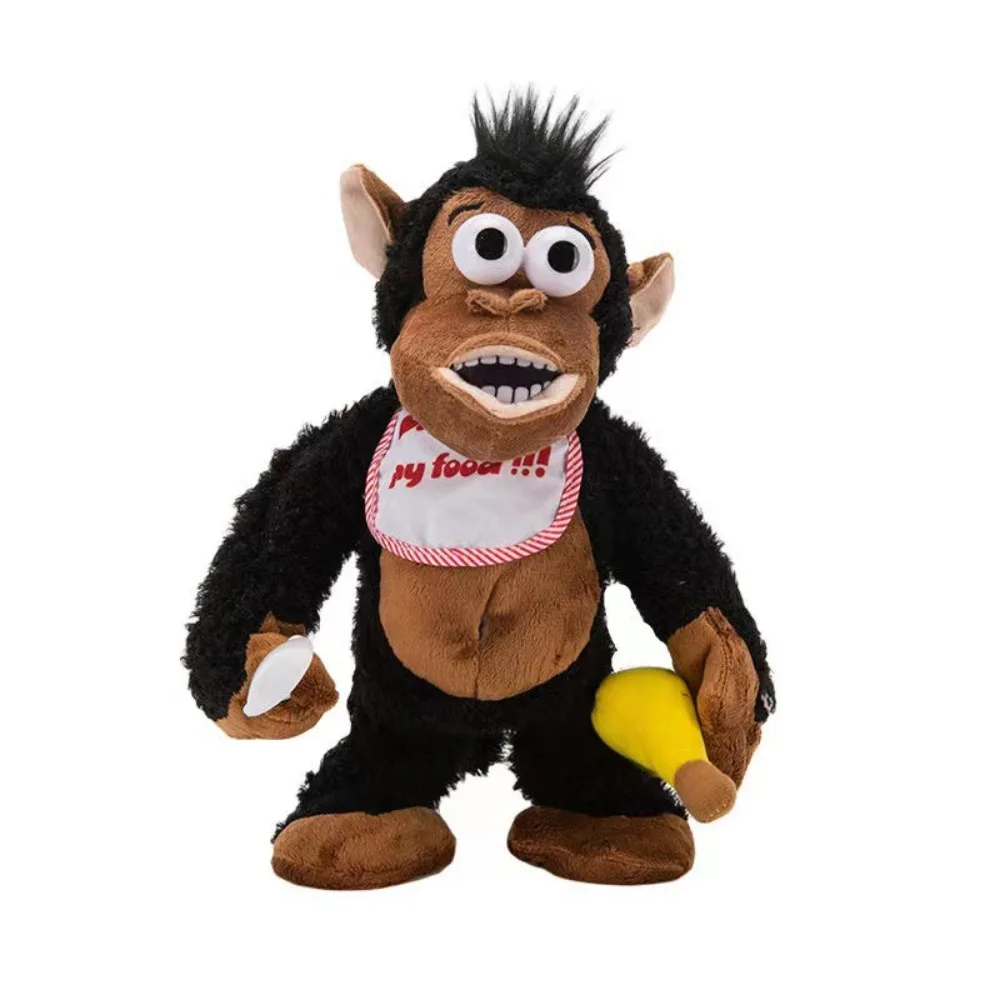 Crying Gorilla Electric Moving Monkey Toy Fluffy Collection Magnetic Monkey Plush Toys Funny Eating Banana
