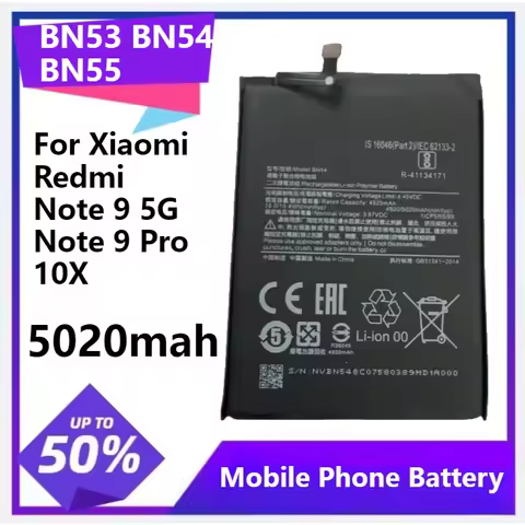 BN53 BN54 BN55 Replacement Phonea Battery for Xiaomi Redmi Note 9 5G Note 9 Pro 9Pro 10X 4G Note 9S 5020mAh Mobile Phone Battery