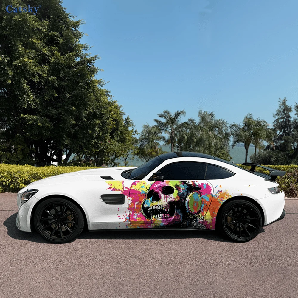 

Череп красочные всплеск автомобильные виниловые наклейки самоклеящаяся наклейка из ПВХ подходит для грузовиков внедорожник украшения автоаксессуары подарок