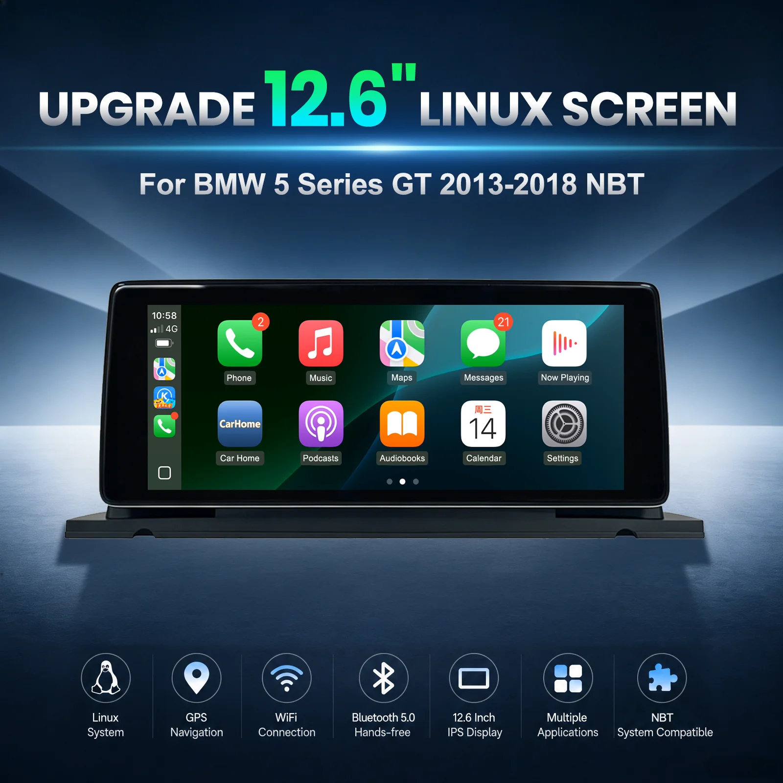 Ezonetronics 2400*900 Multimedia Touch Screen For BMW 5 Series Gran Turismo F07 2010-2012, Compatible with CIC/NBT System
