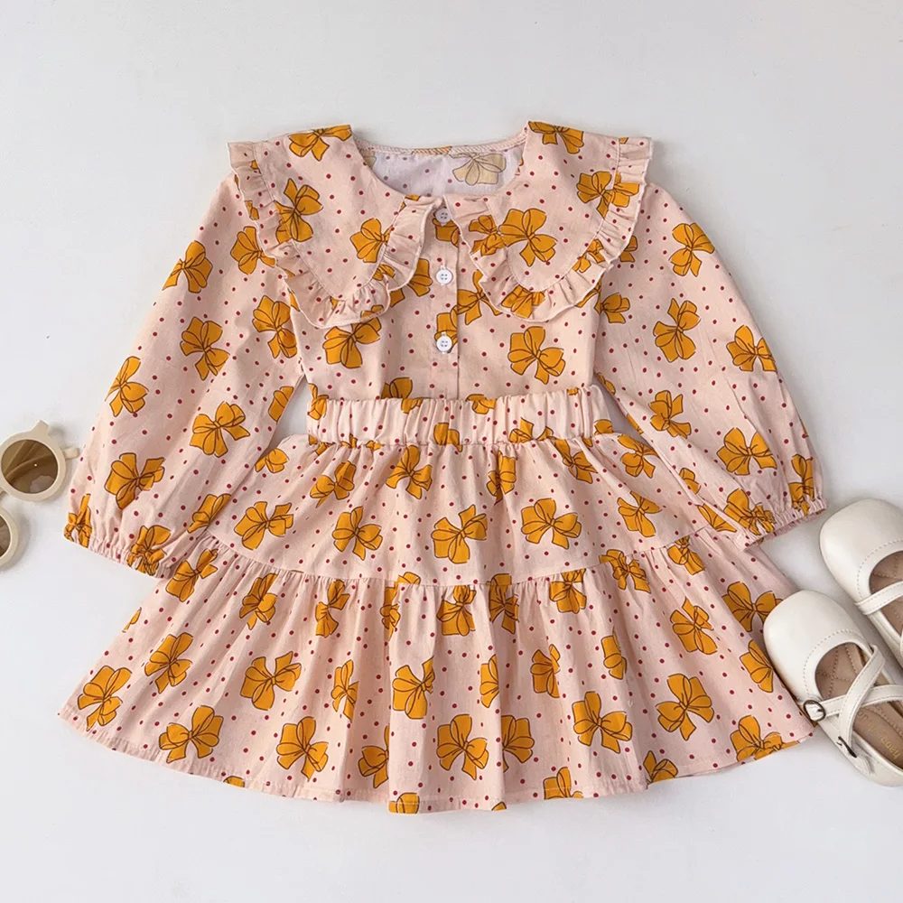 Frühling/Sommer Koreanische Version Kariertes Bedrucktes Kinderoutfit Mädchen Baumwollkleidung Herbst Langarm-Shirt Top+Kurzer Rock – Detail 8