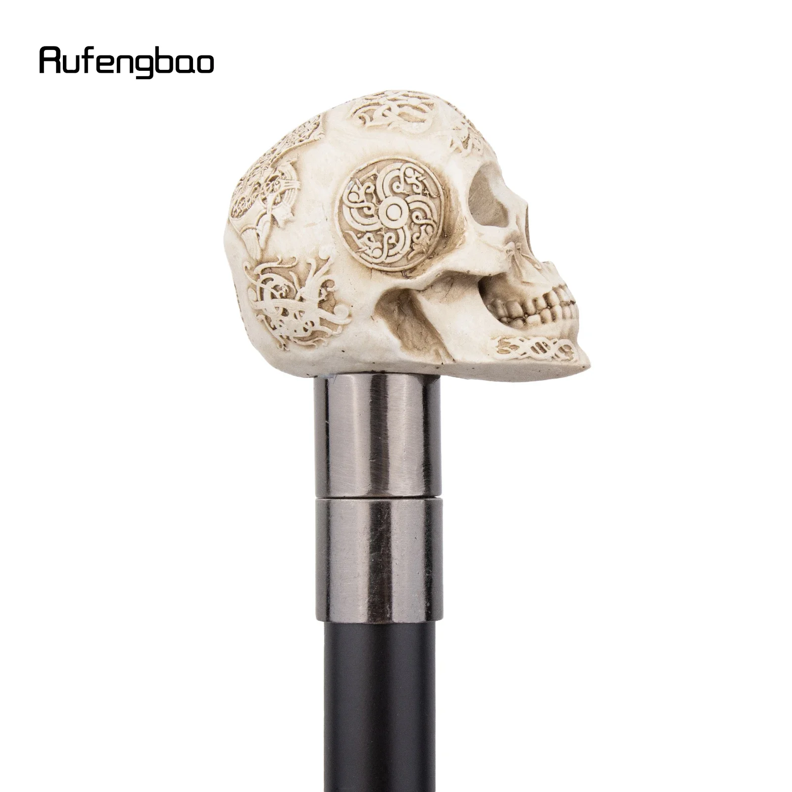 Witte Hars Schedel Monster Hoofd Wandelstok Mode Stalen Stok Cosplay Riet Knop Crosier 94cm Prestaties Podium Riet