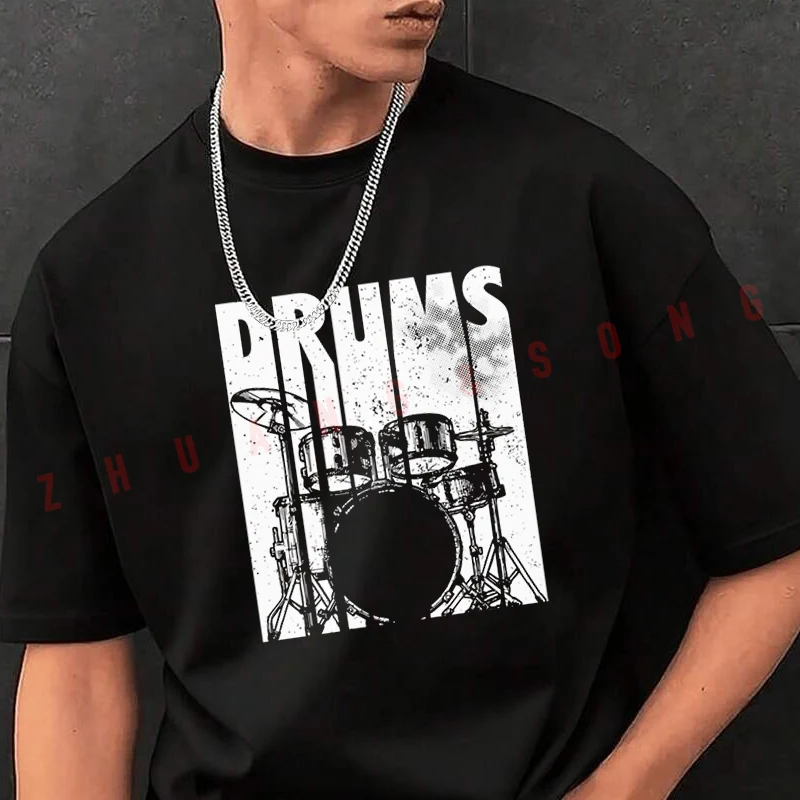 

Мужская футболка с графическим принтом, дизайн с изображением барабанов, модная повседневная футболка в уличном стиле для путешествий и занятий спортом