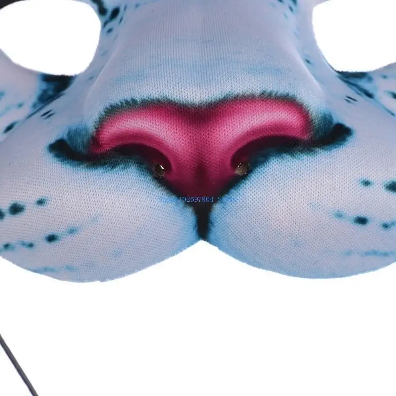 N7YF – masque Animal léopard des neiges, demi-masque mascarade, masque fête d'halloween, accessoire mascarade pour