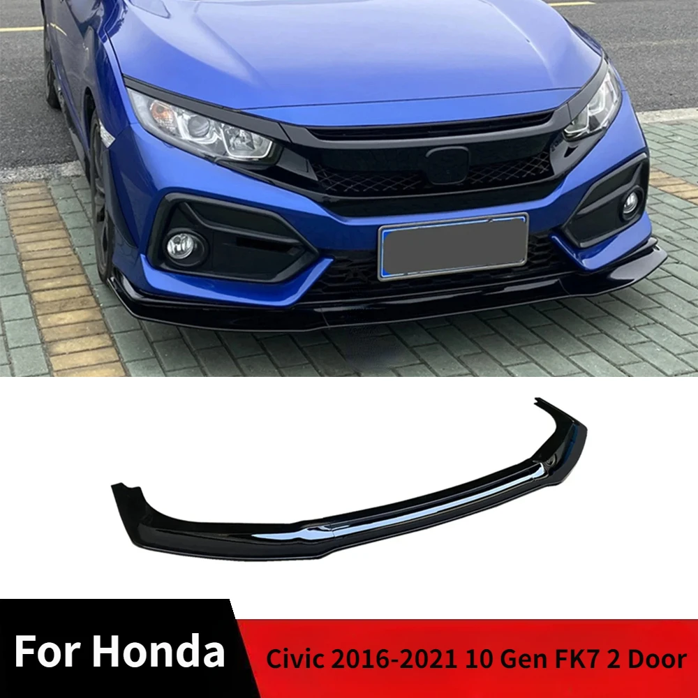 Car Front Bumper Spoiler Splitter 3PCS GR STYLE For Honda Civic 2016-2021 10 Gen FK7 2 Door front lip spoiler