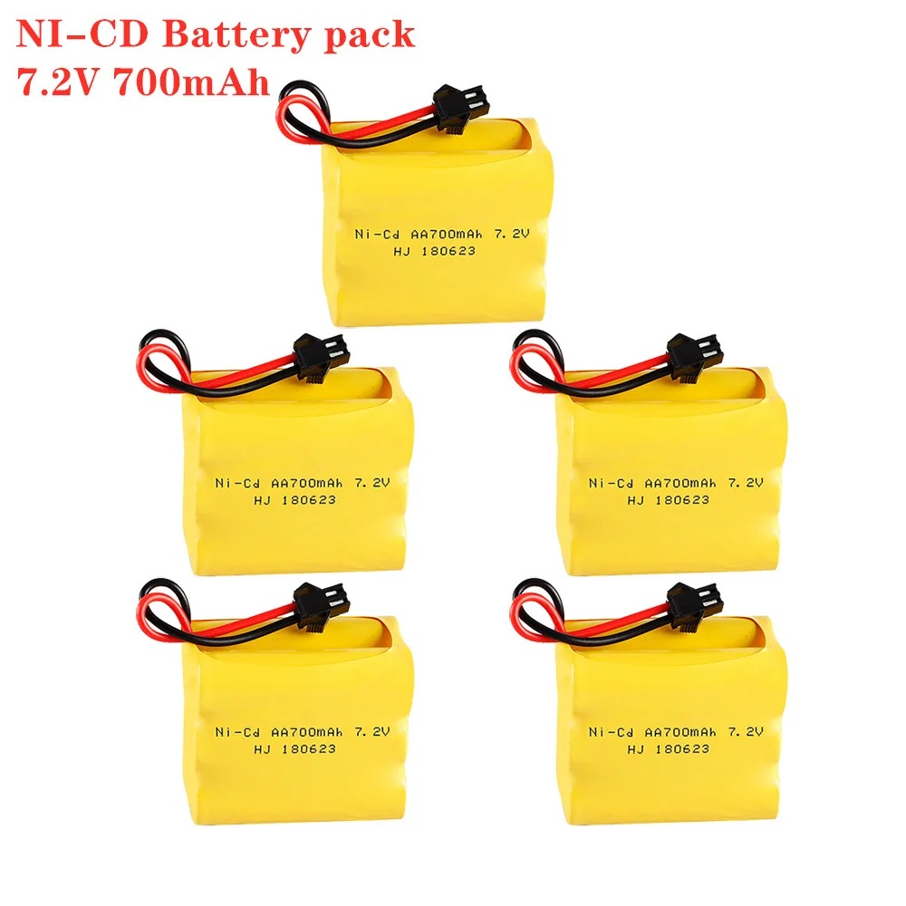 ชุดแบตเตอรี่ NiCd 1-10ชิ้น/ล็อต7.2V 700mAh สำหรับของเล่น RC รถถังรถไฟหุ่นยนต์เรือปืน Ni-Cd AA 700mAh 7.2V แบตเตอรี่ชาร์จได้