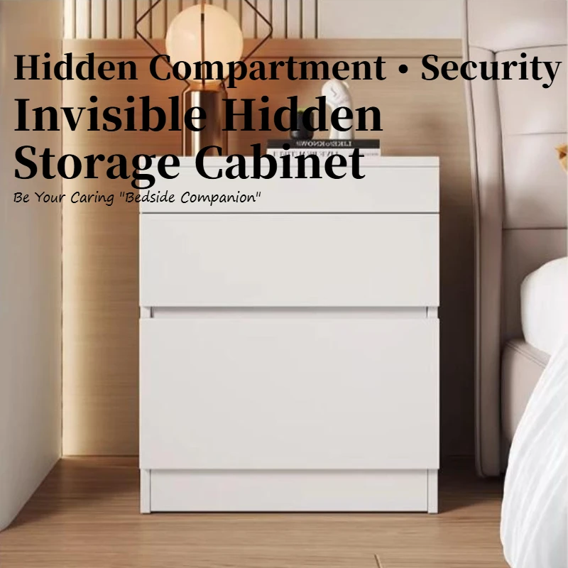 Multifunction Bedside Table APP Magnetic Card Double Lock Guard Against Theft Nightstands Cabinet Storage Solid Wood Furniture